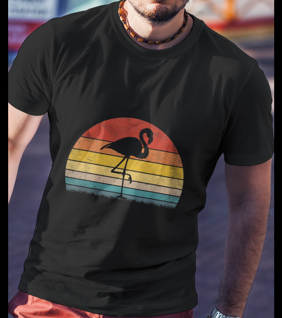 Vintage Sunset Trendy Animal Flamingo T-Shirt