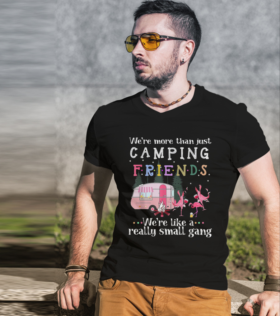 We're More Than Just Camping Friends Flamingo Like A Really Small Gang T-Shirt