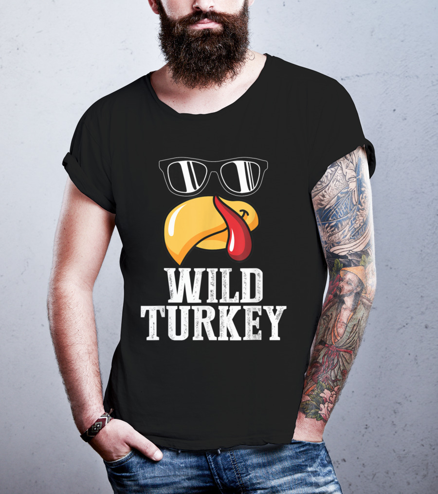 Wild Turkey Funny Sunglasses Tongue Thanksgiving Turkey Lover T-Shirt