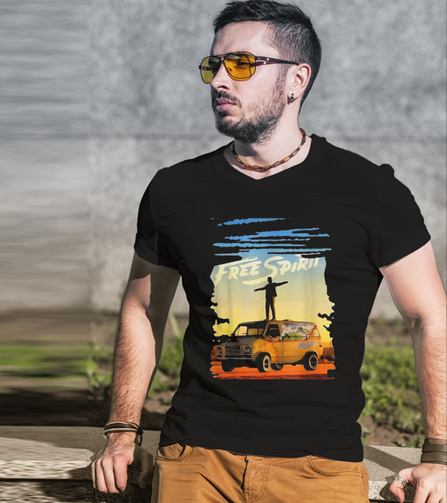 Free Spirit Khalid Van Silhouette On Sunset Background T-Shirt