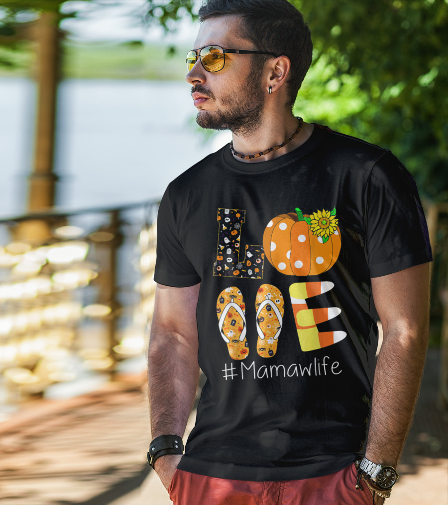 Love Pumpkin Sunflower Mamaw Life Halloween T-Shirt