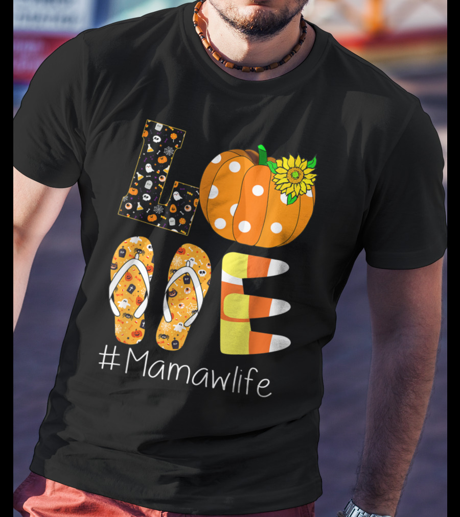 Love Pumpkin Sunflower Mamaw Life Halloween T-Shirt