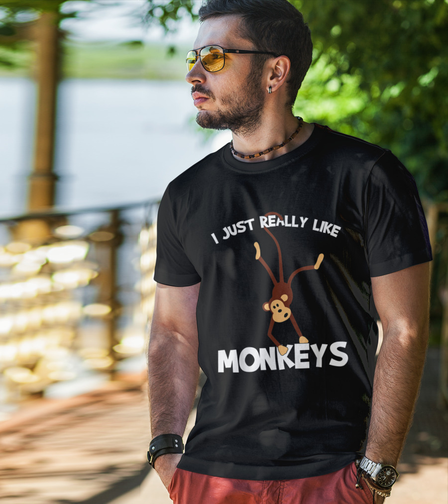 I Just Really Like Monkeys Playful Monkey Handstand T-Shirt