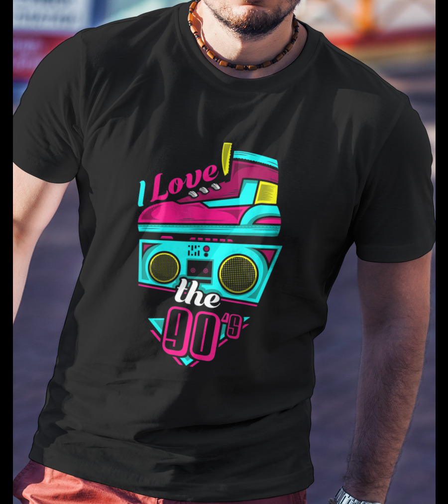 I Love The 90s Boombox And Sneaker Retro Party T-Shirt
