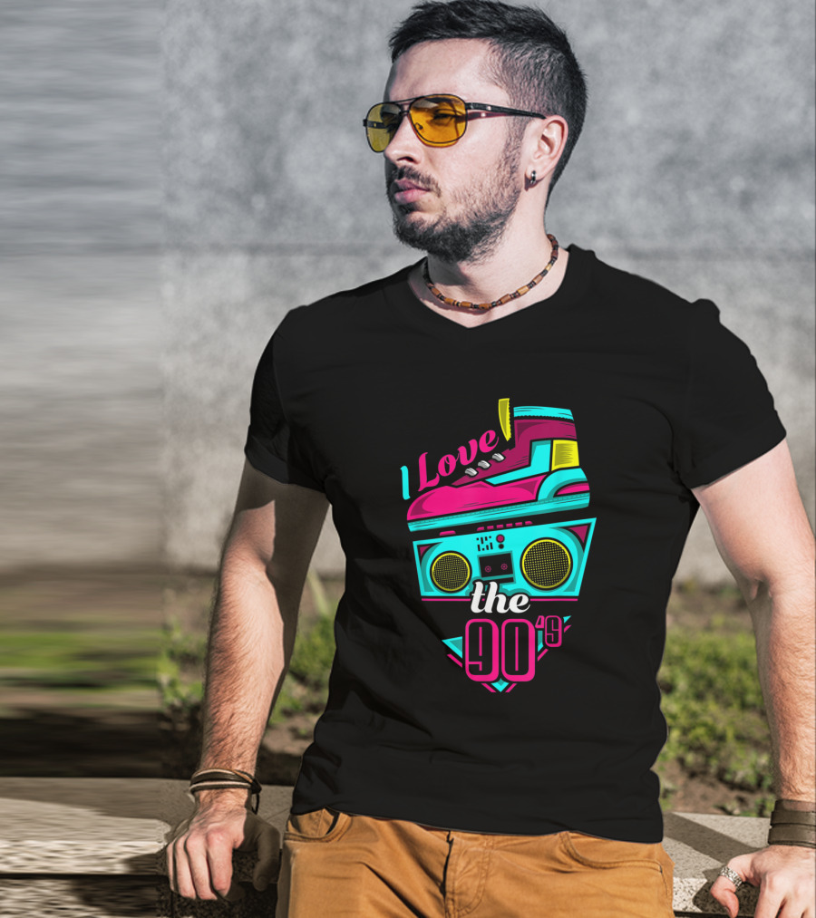 I Love The 90s Boombox And Sneaker Retro Party T-Shirt