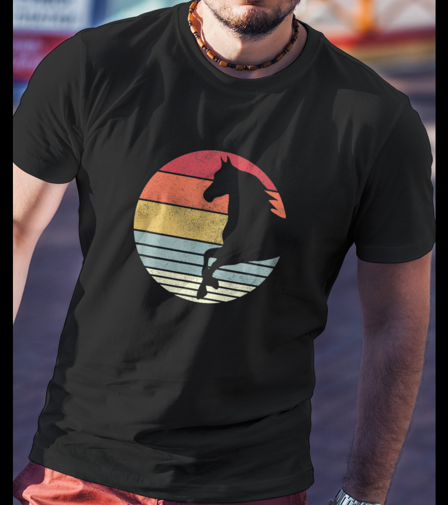 Vintage Riding Horses Retro Sunset T-Shirt