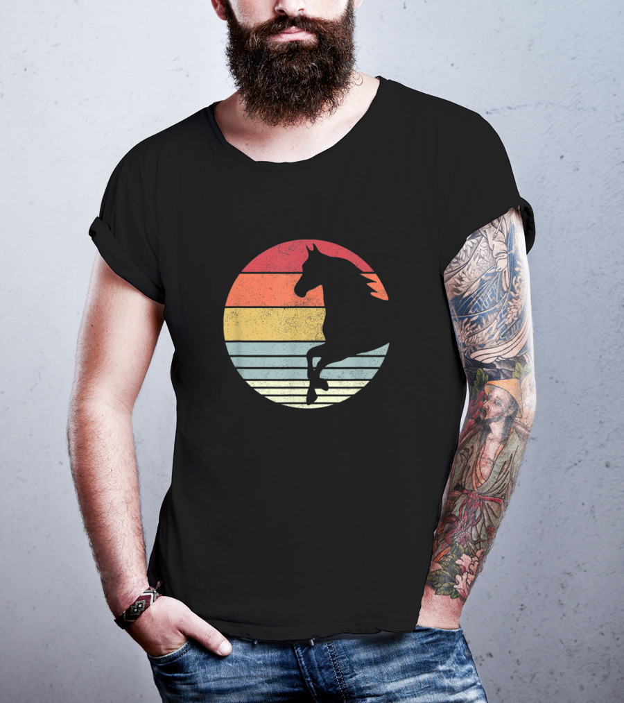 Vintage Riding Horses Retro Sunset T-Shirt