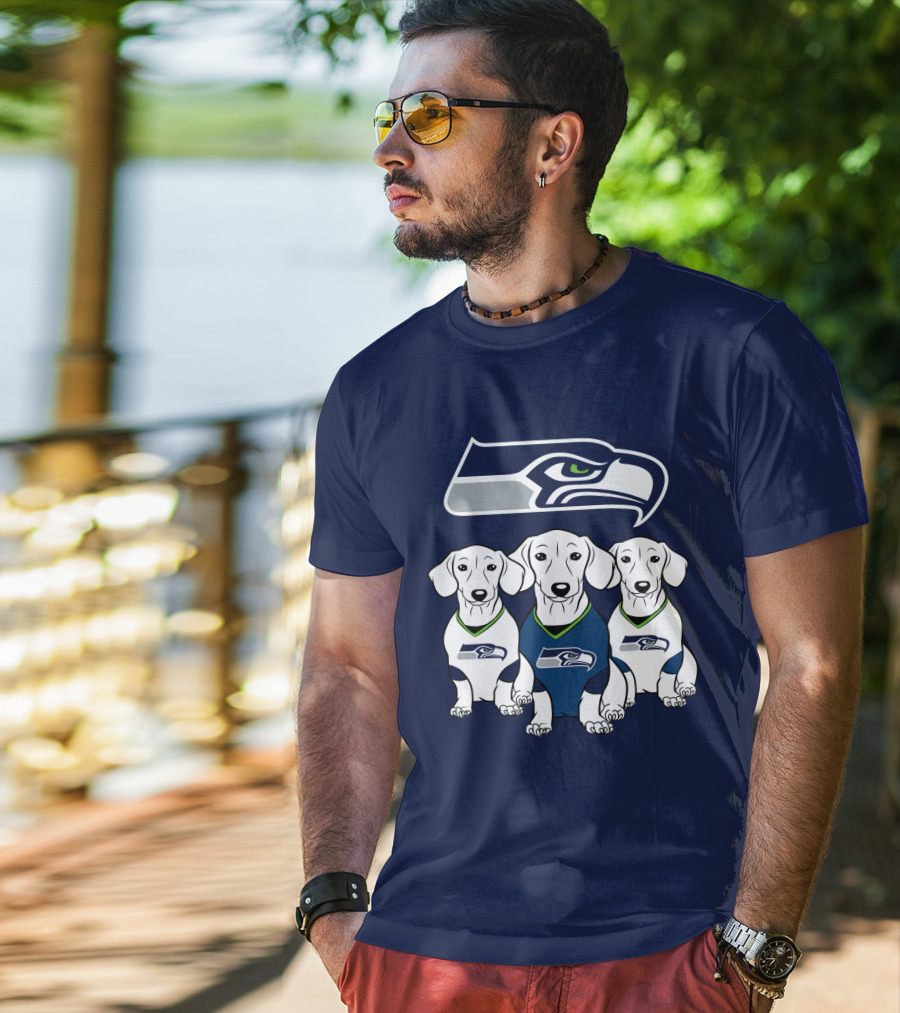 Seattle Seahawks Dachshund Dogs Football T-Shirt