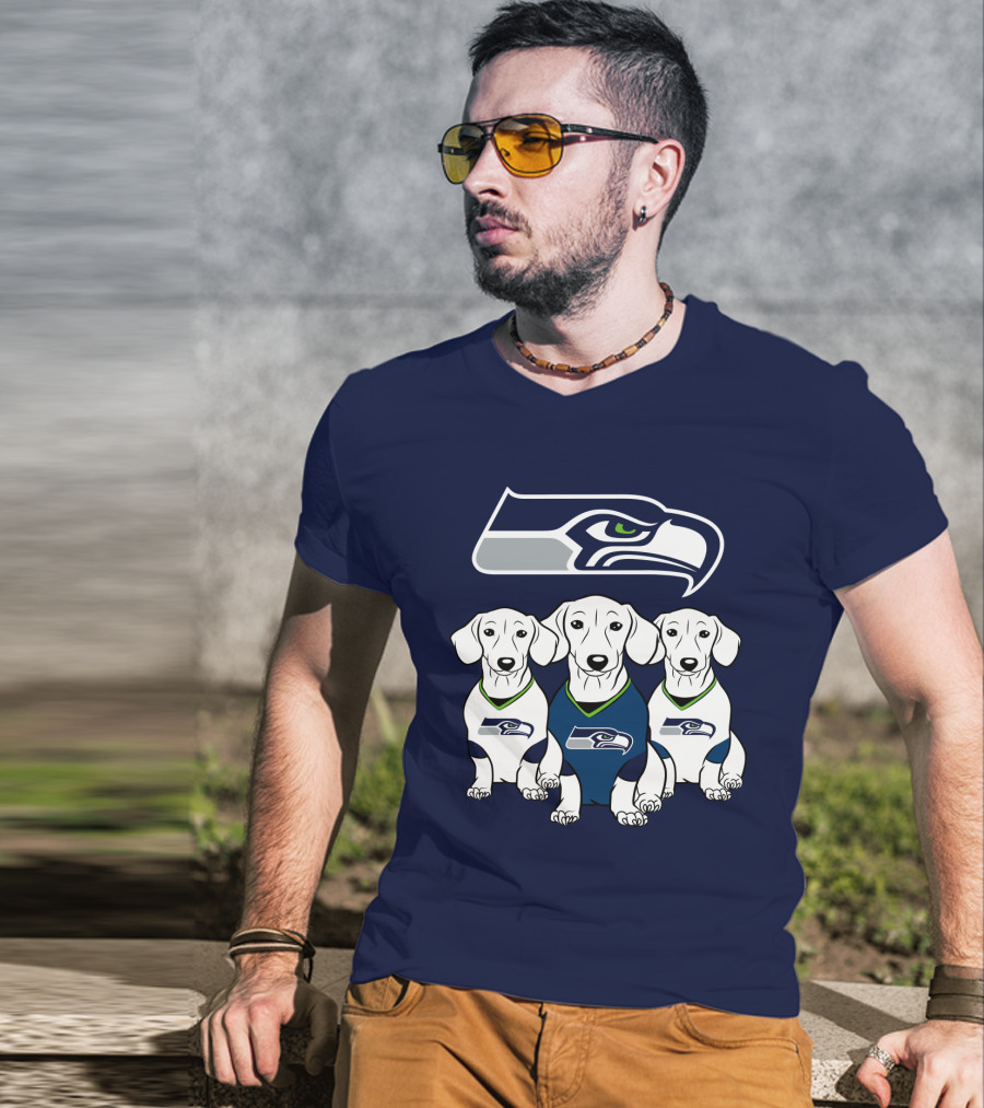 Seattle Seahawks Dachshund Dogs Football T-Shirt