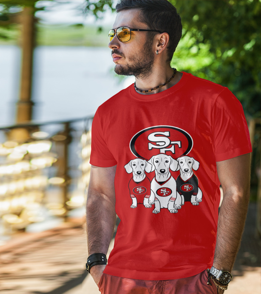 San Francisco 49ers Dachshund Dog Trio T-Shirt