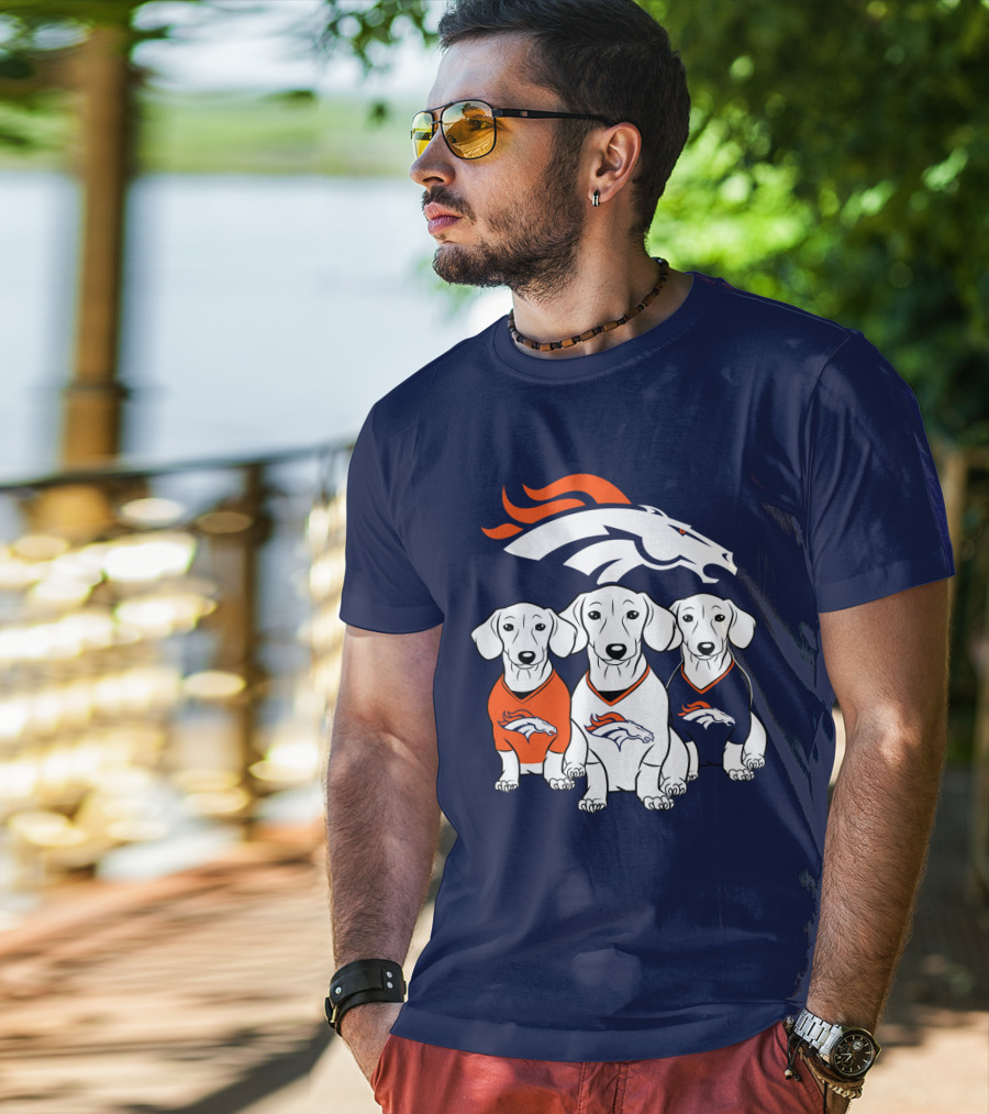 Denver Broncos Dachshunds Trio T-Shirt