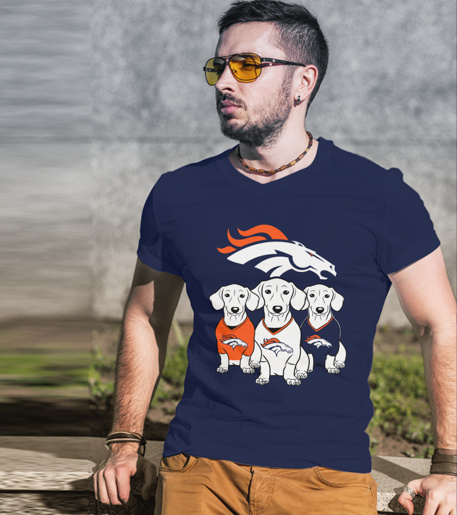 Denver Broncos Dachshunds Trio T-Shirt