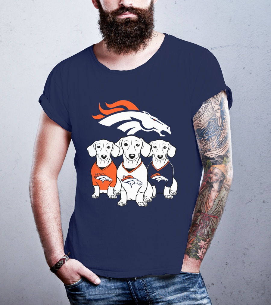 Denver Broncos Dachshunds Trio T-Shirt