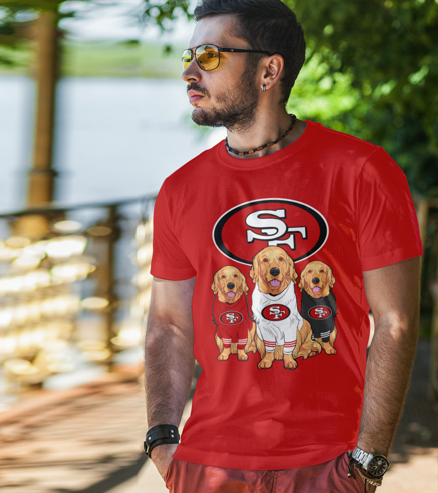 San Francisco 49ers NFL Golden Retriever Dogs Team T-Shirt