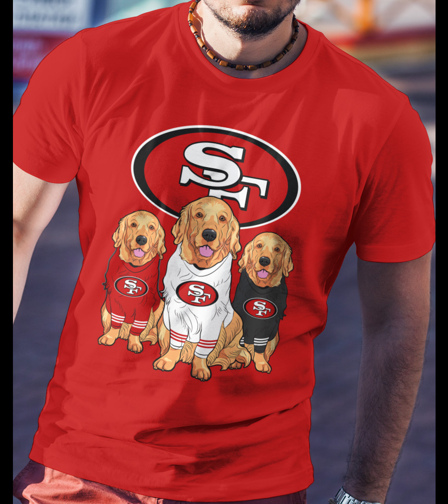 San Francisco 49ers NFL Golden Retriever Dogs Team T-Shirt