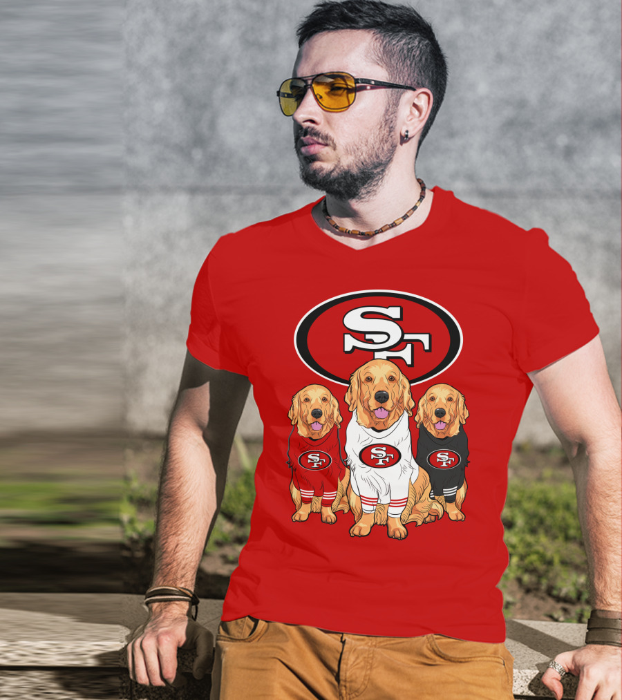 San Francisco 49ers NFL Golden Retriever Dogs Team T-Shirt