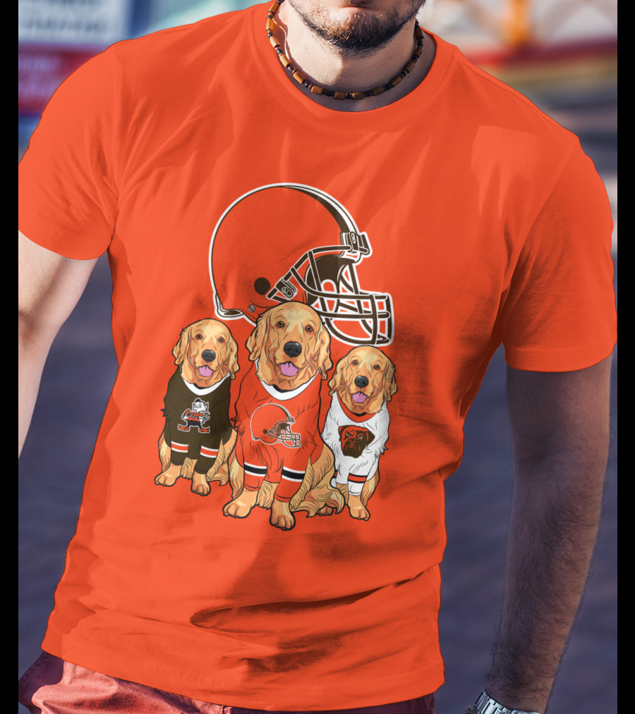Cleveland Browns Dogs Football Golden Retrievers T-Shirt