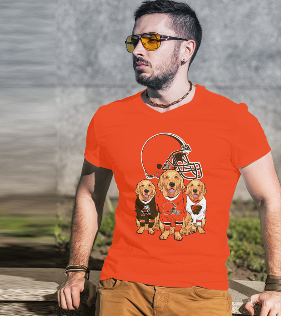 Cleveland Browns Dogs Football Golden Retrievers T-Shirt