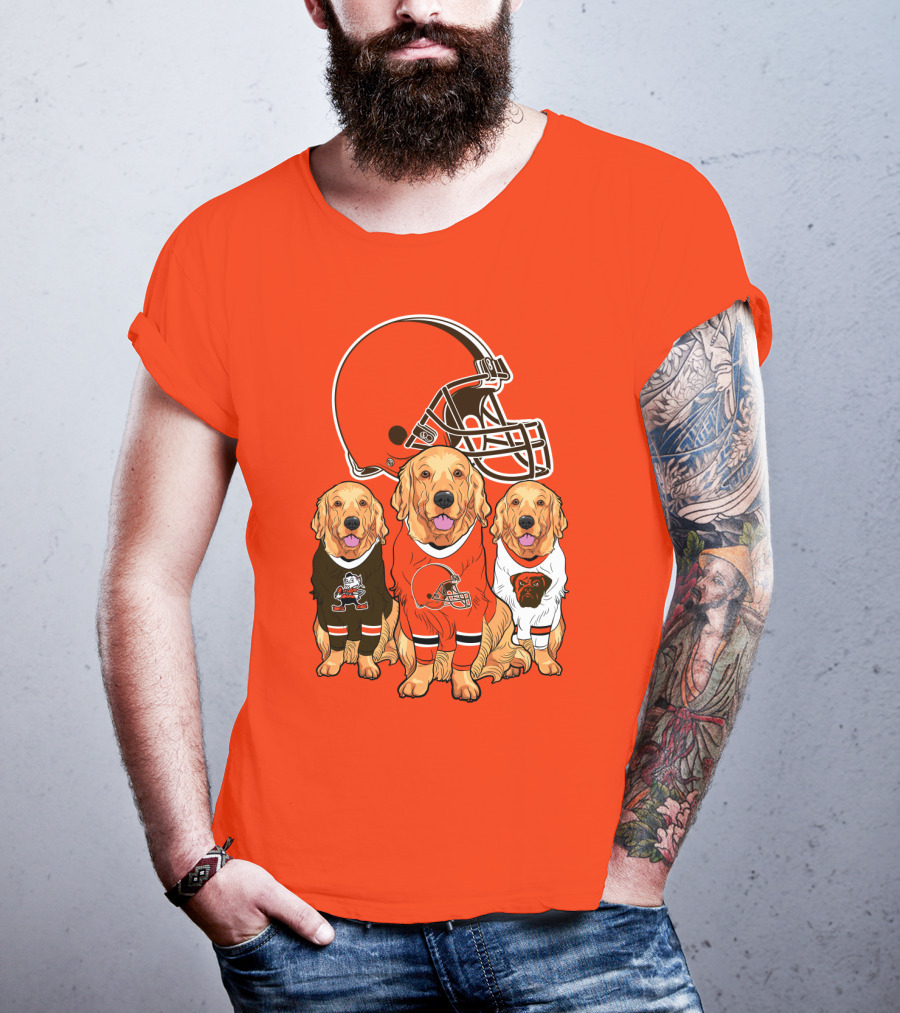 Cleveland Browns Dogs Football Golden Retrievers T-Shirt