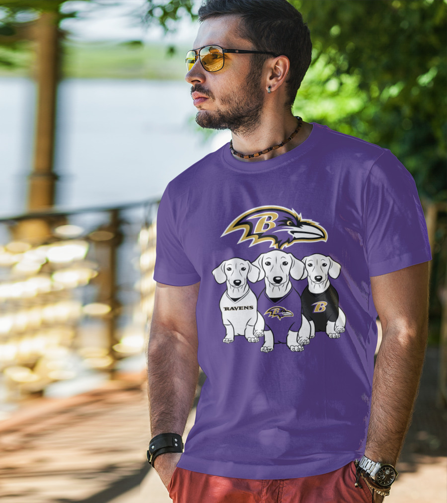 Baltimore Ravens Ravens Dachshund  Dog Trio T-Shirt