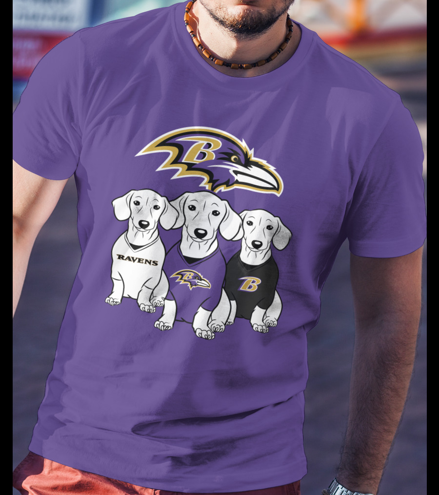Baltimore Ravens Ravens Dachshund  Dog Trio T-Shirt