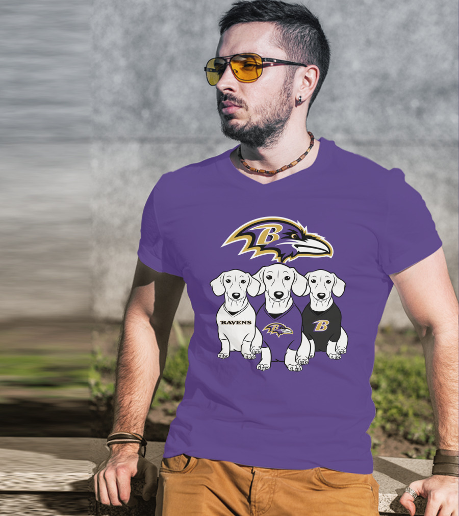Baltimore Ravens Ravens Dachshund  Dog Trio T-Shirt