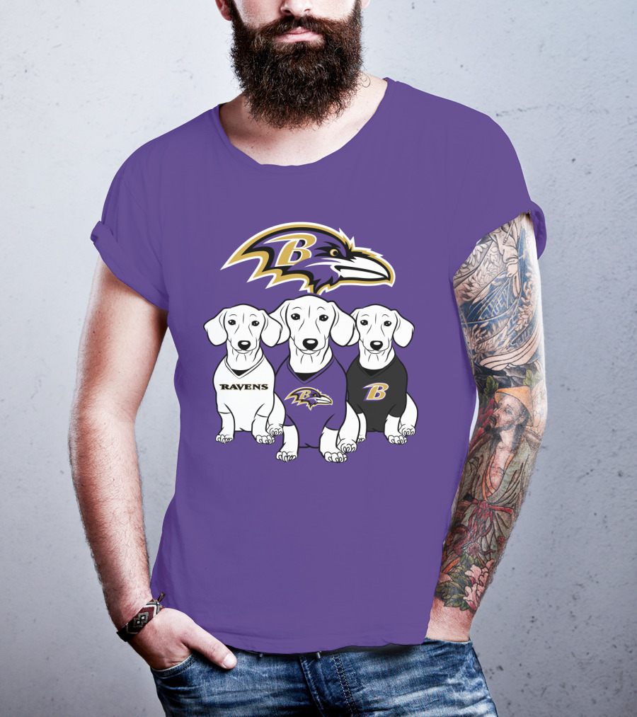 Baltimore Ravens Ravens Dachshund  Dog Trio T-Shirt