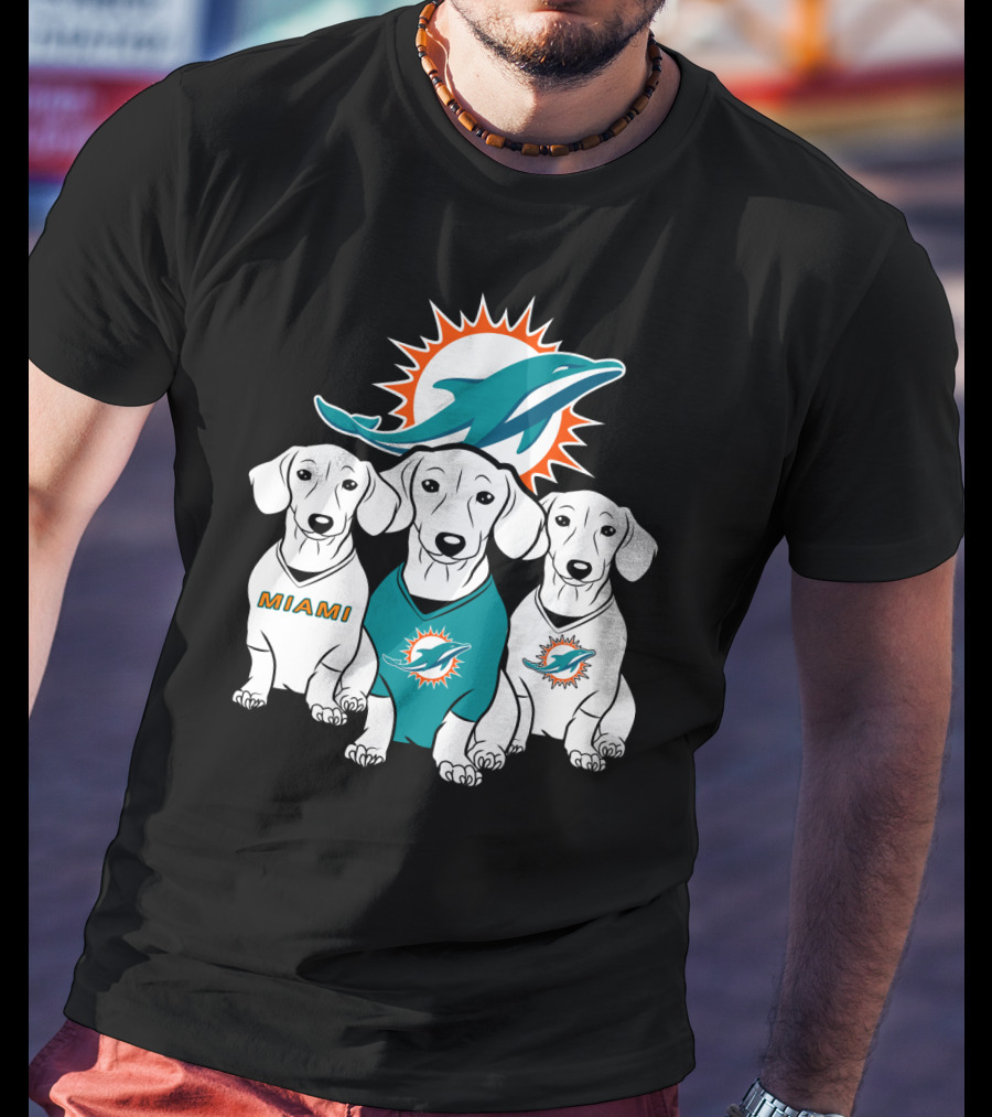 Miami Dolphins Dachshund Dogs T-Shirt