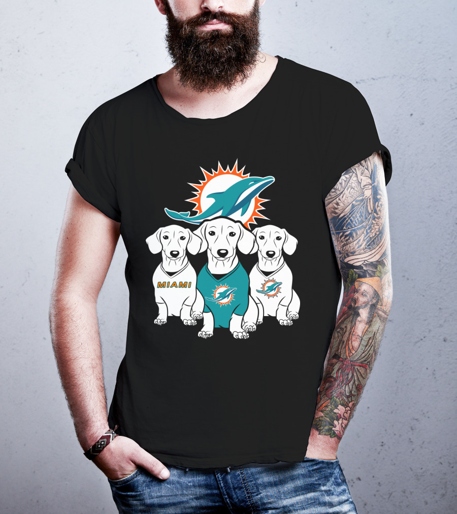 Miami Dolphins Dachshund Dogs T-Shirt