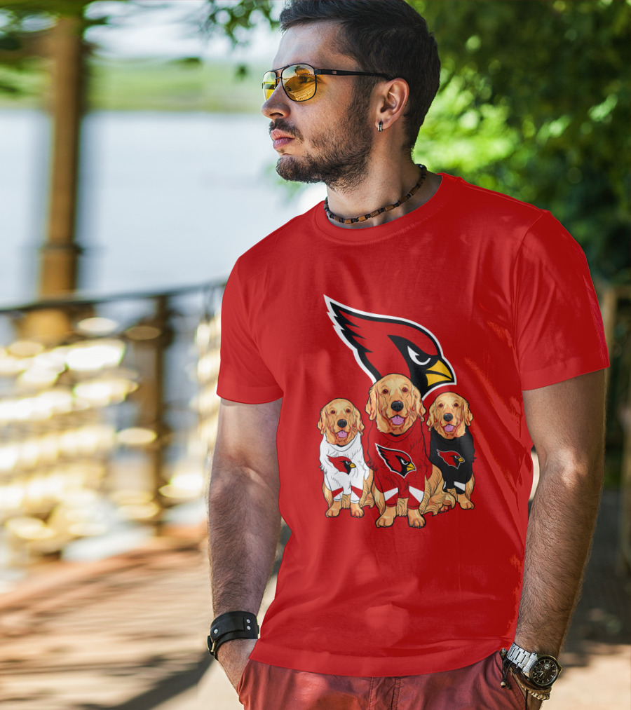 Arizona Cardinals Golden Retrievers Red Uniforms T-Shirt
