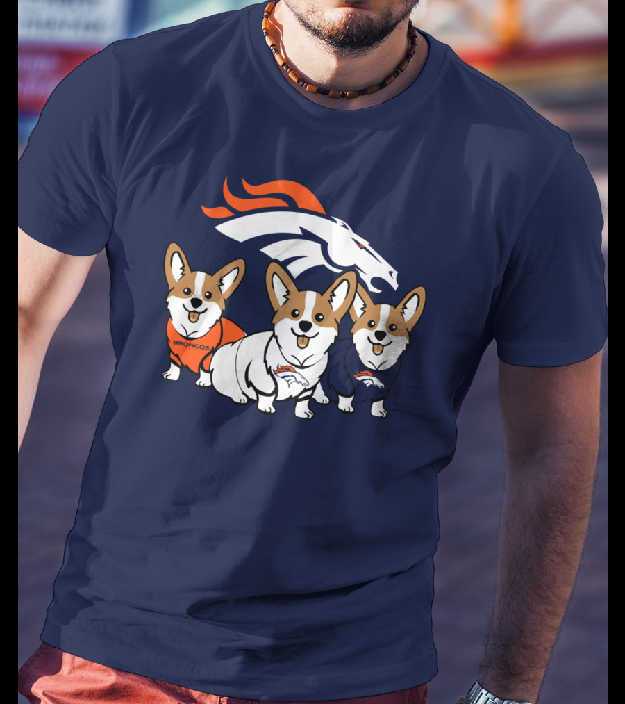 Denver Broncos Corgi Trio T-Shirt