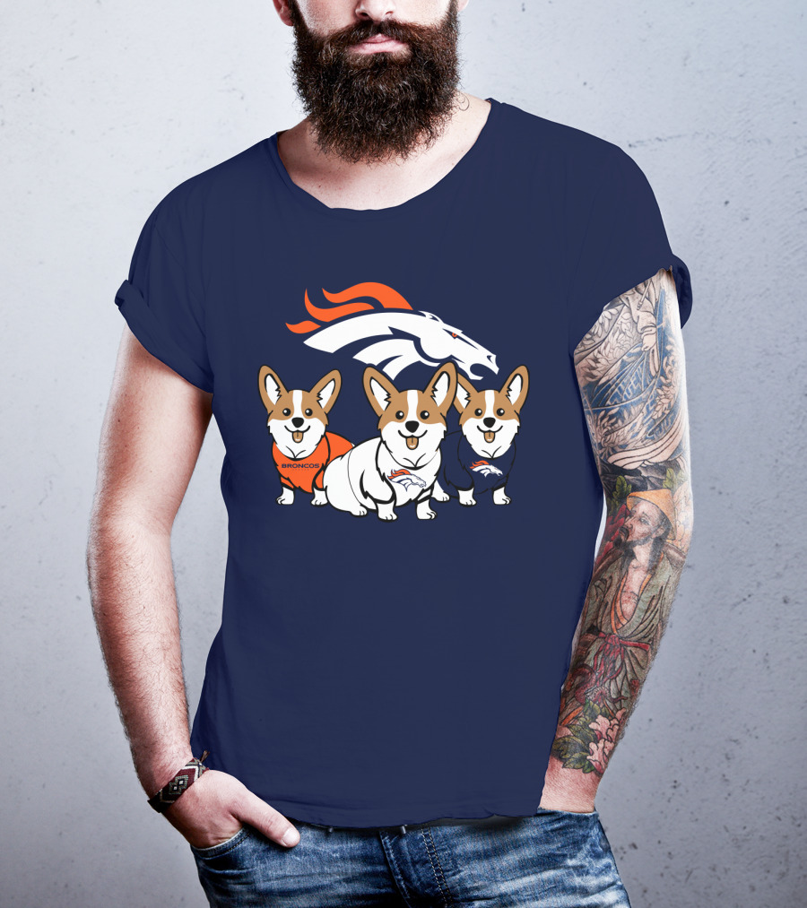 Denver Broncos Corgi Trio T-Shirt