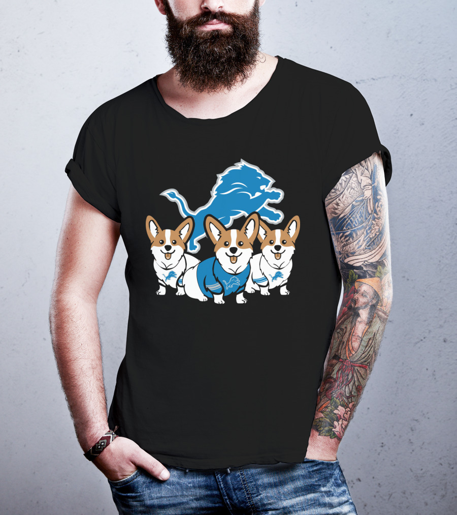 Detroit Lions Corgi Trio T-Shirt