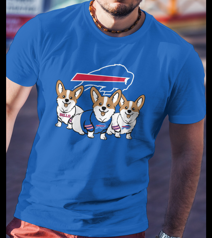 Buffalo Bills Corgi Trio Blue T-Shirt