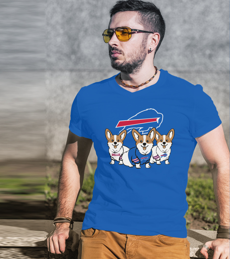 Buffalo Bills Corgi Trio Blue T-Shirt