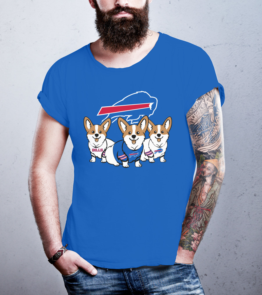 Buffalo Bills Corgi Trio Blue T-Shirt