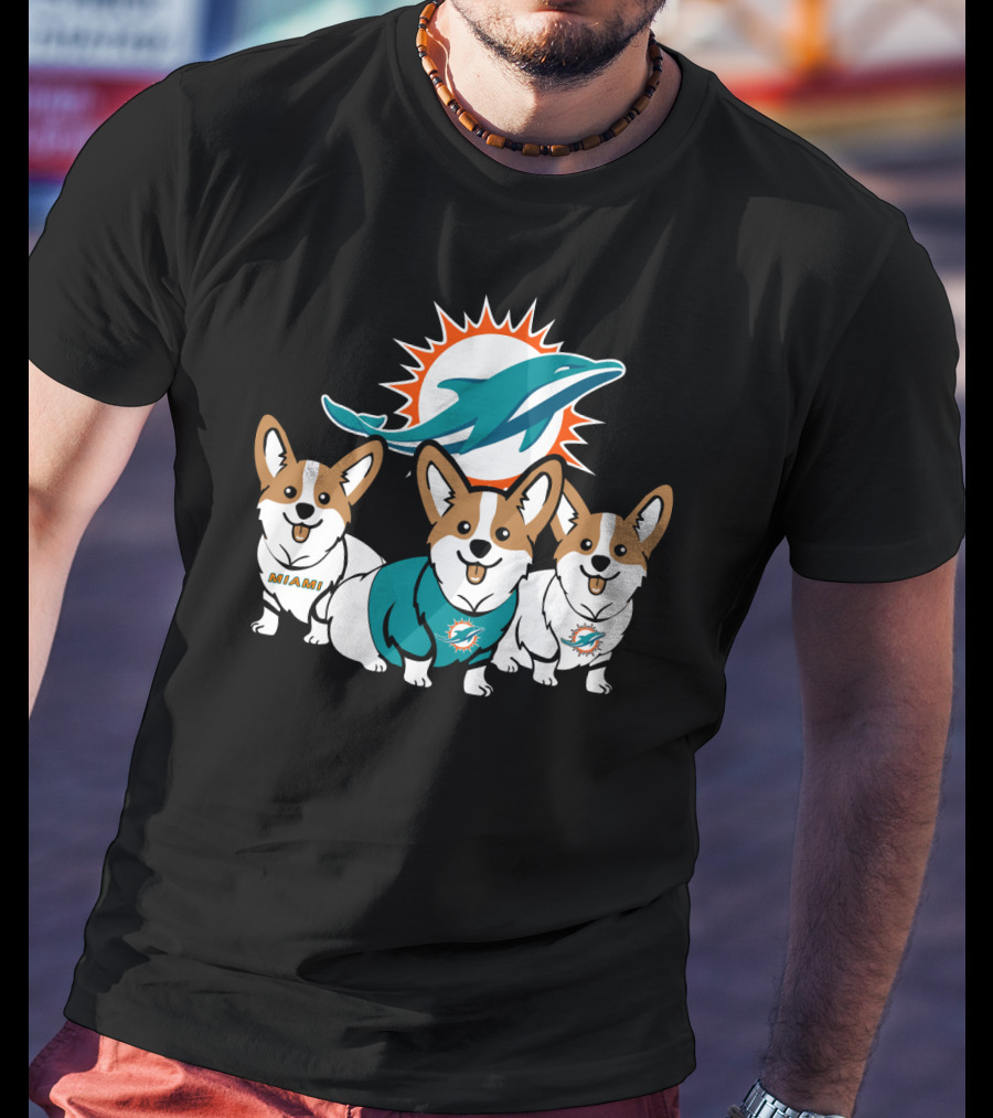 Miami Dolphins Corgi T-Shirt
