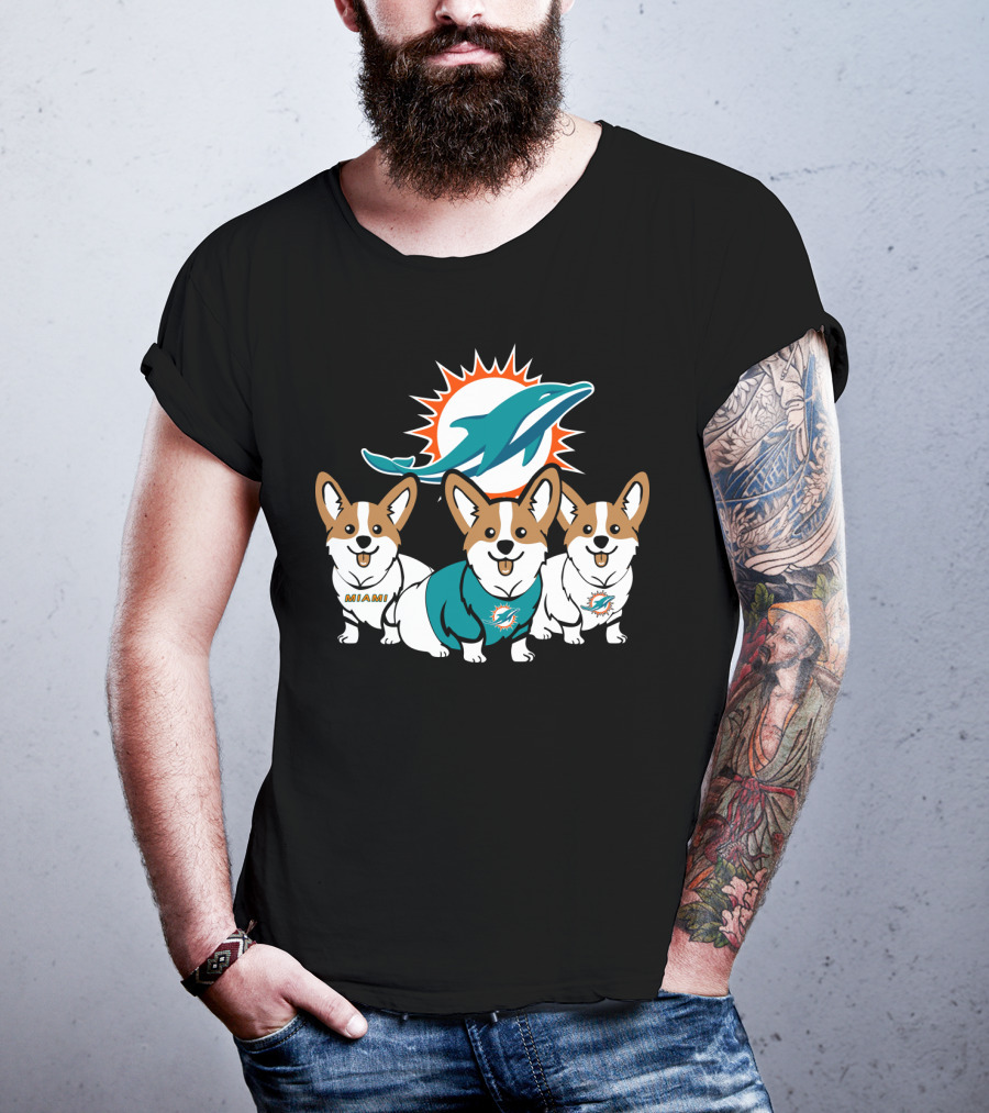 Miami Dolphins Corgi T-Shirt