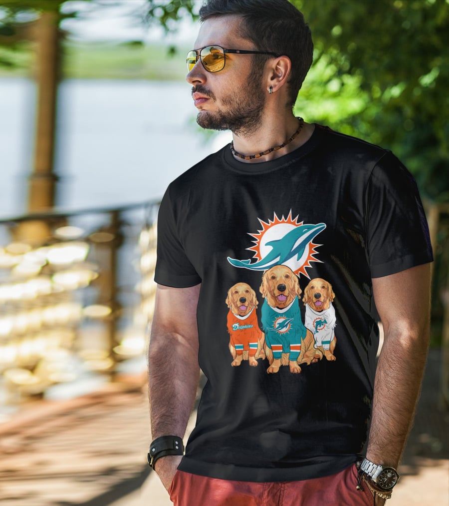 Miami Dolphins Golden Retrievers T-Shirt