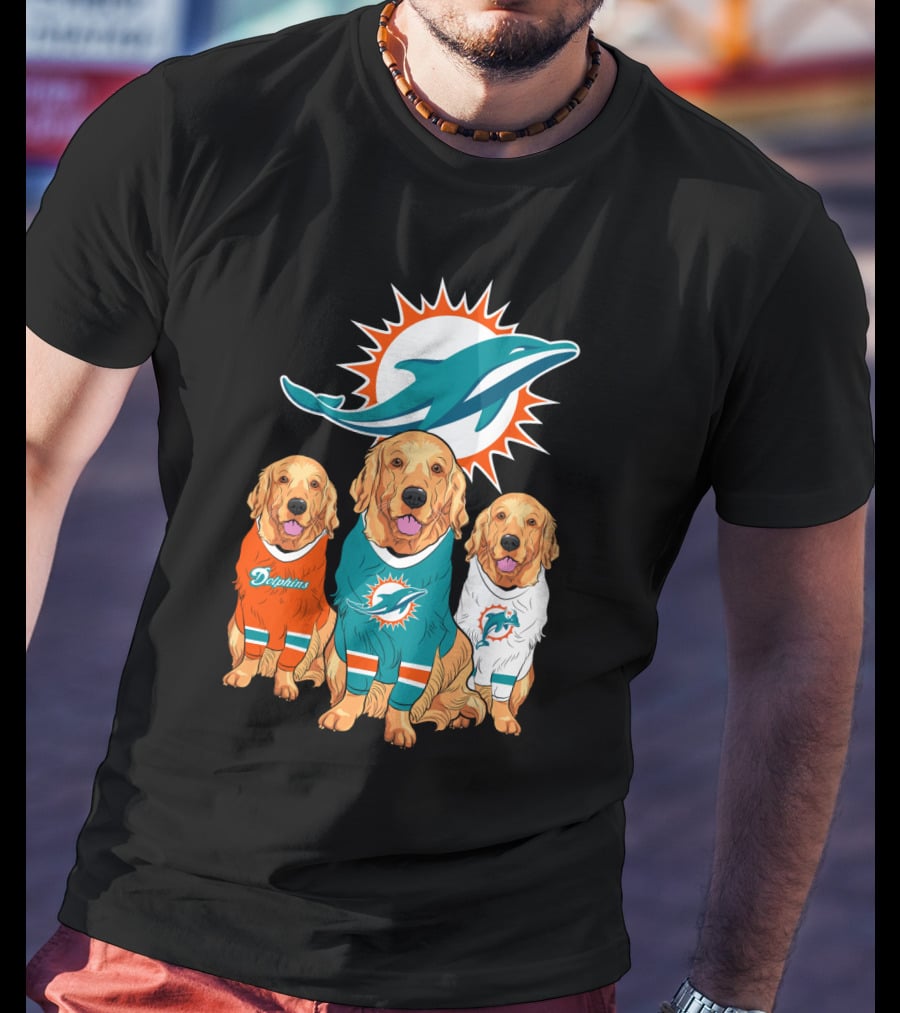 Miami Dolphins Golden Retrievers T-Shirt