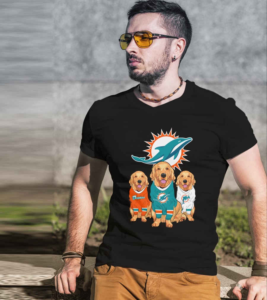 Miami Dolphins Golden Retrievers T-Shirt