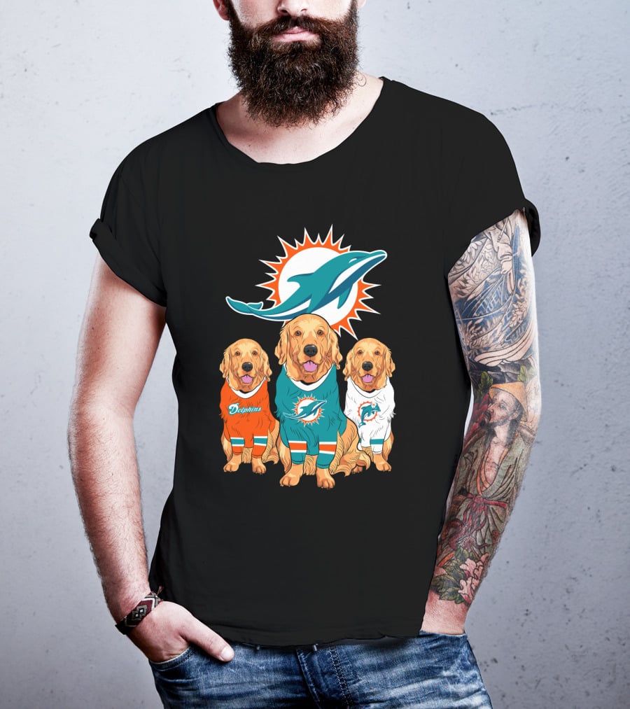 Miami Dolphins Golden Retrievers T-Shirt
