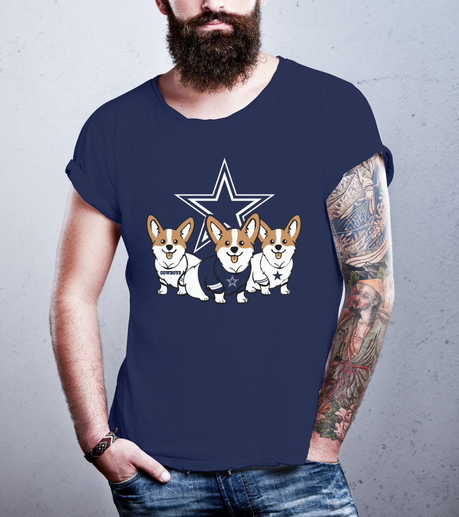 Dallas Cowboys Corgi Trio T-Shirt