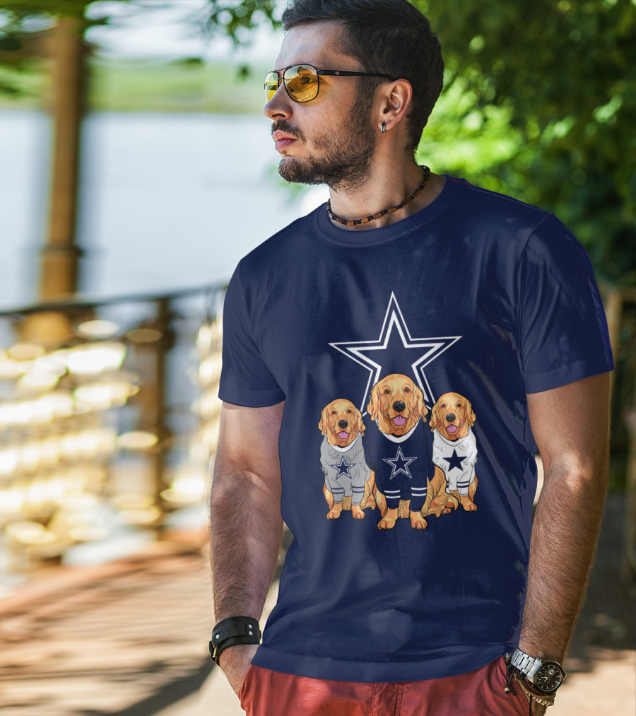 Dallas Cowboys Golden Retrievers Trio T-Shirt