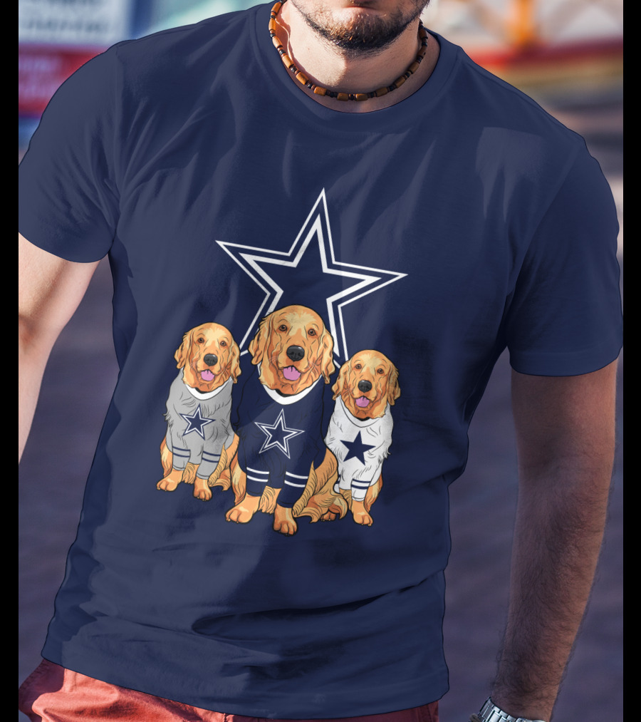 Dallas Cowboys Golden Retrievers Trio T-Shirt