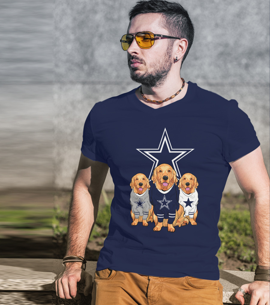 Dallas Cowboys Golden Retrievers Trio T-Shirt