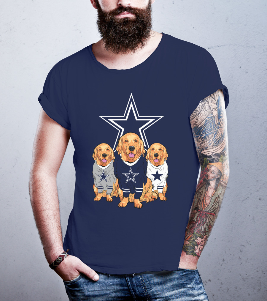 Dallas Cowboys Golden Retrievers Trio T-Shirt