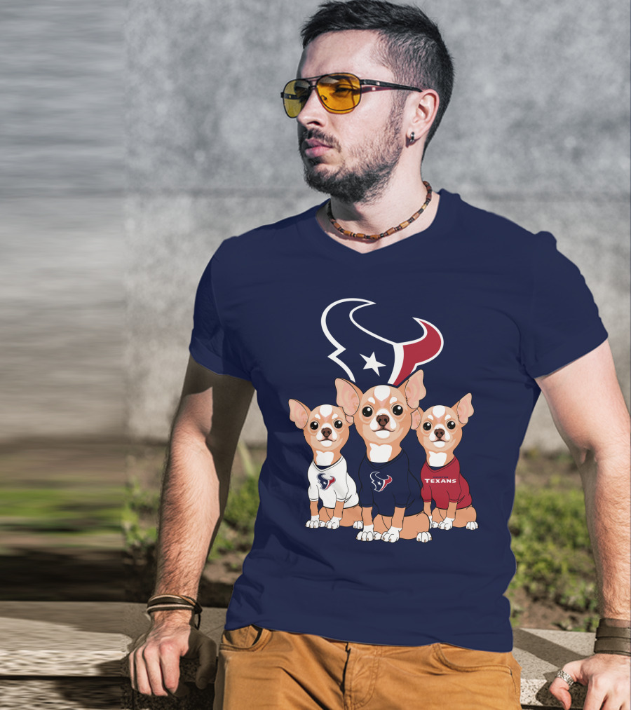 Houston Texans Chihuahua Trio Fan T-Shirt