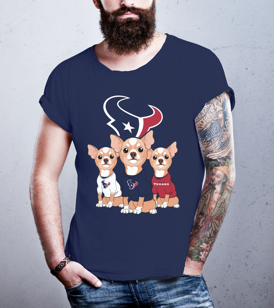 Houston Texans Chihuahua Trio Fan T-Shirt