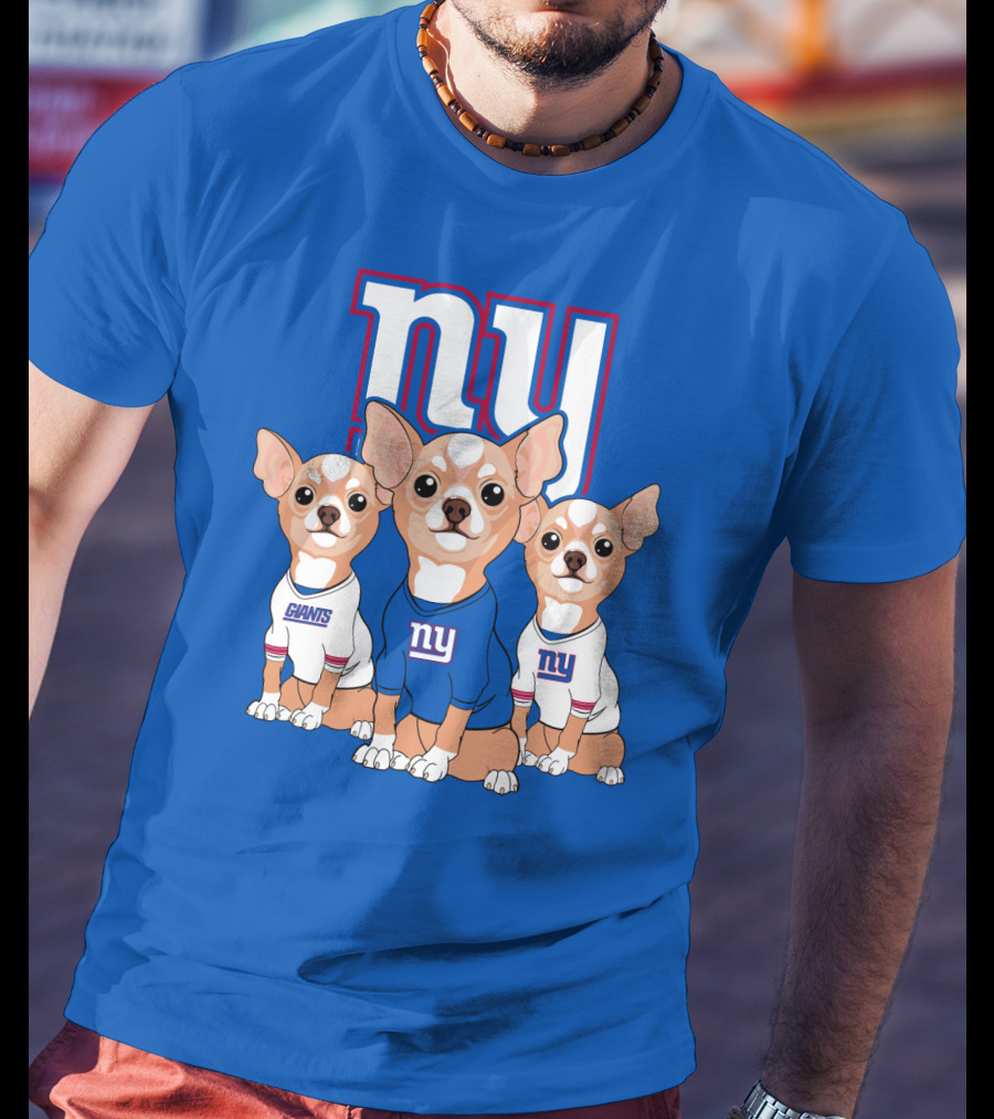 New York Giants Chihuahua Trio T-Shirt